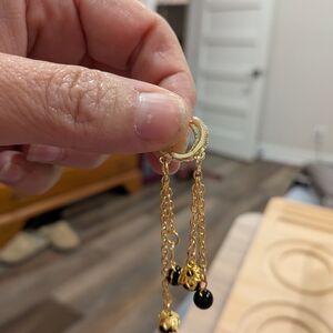 Elegant Gold and Black Dangle Earrings